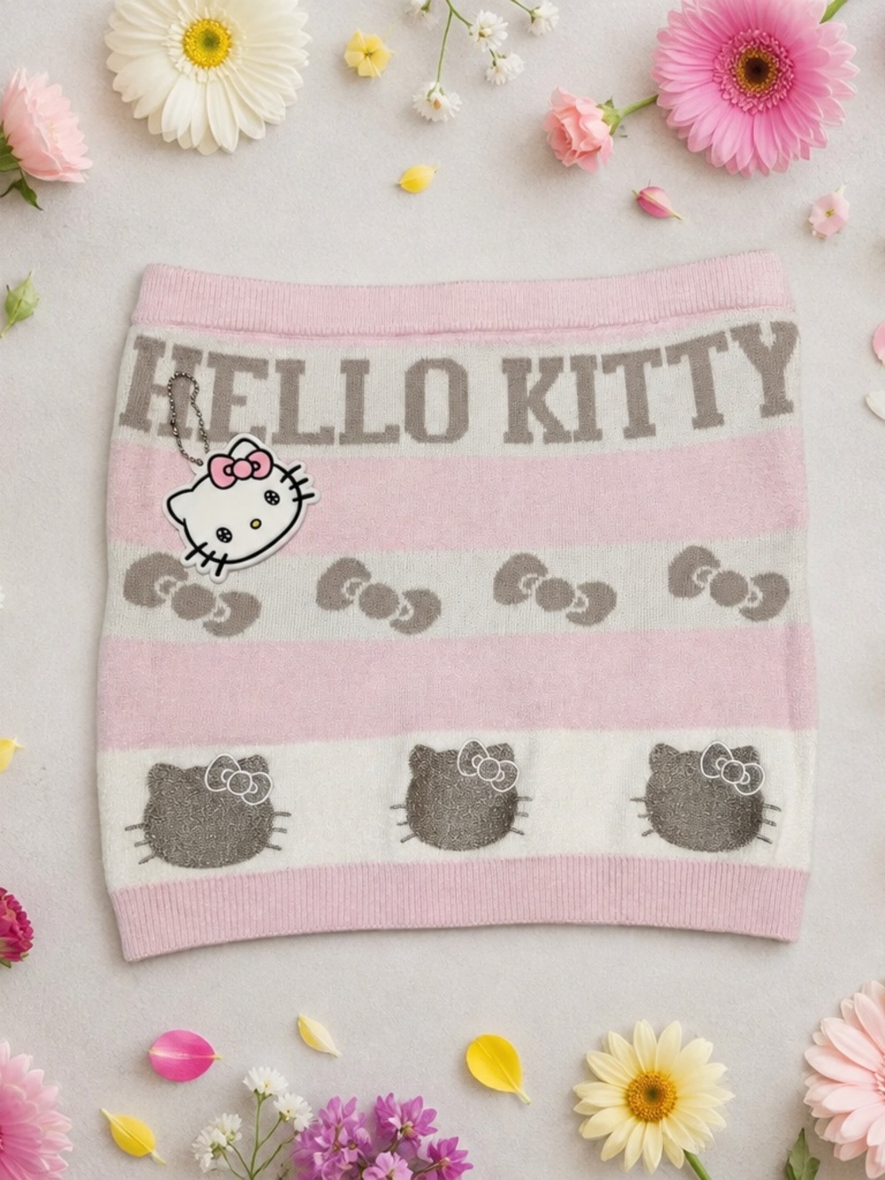 Forever 21 Pink and White Hello Kitty Knit Tube Top